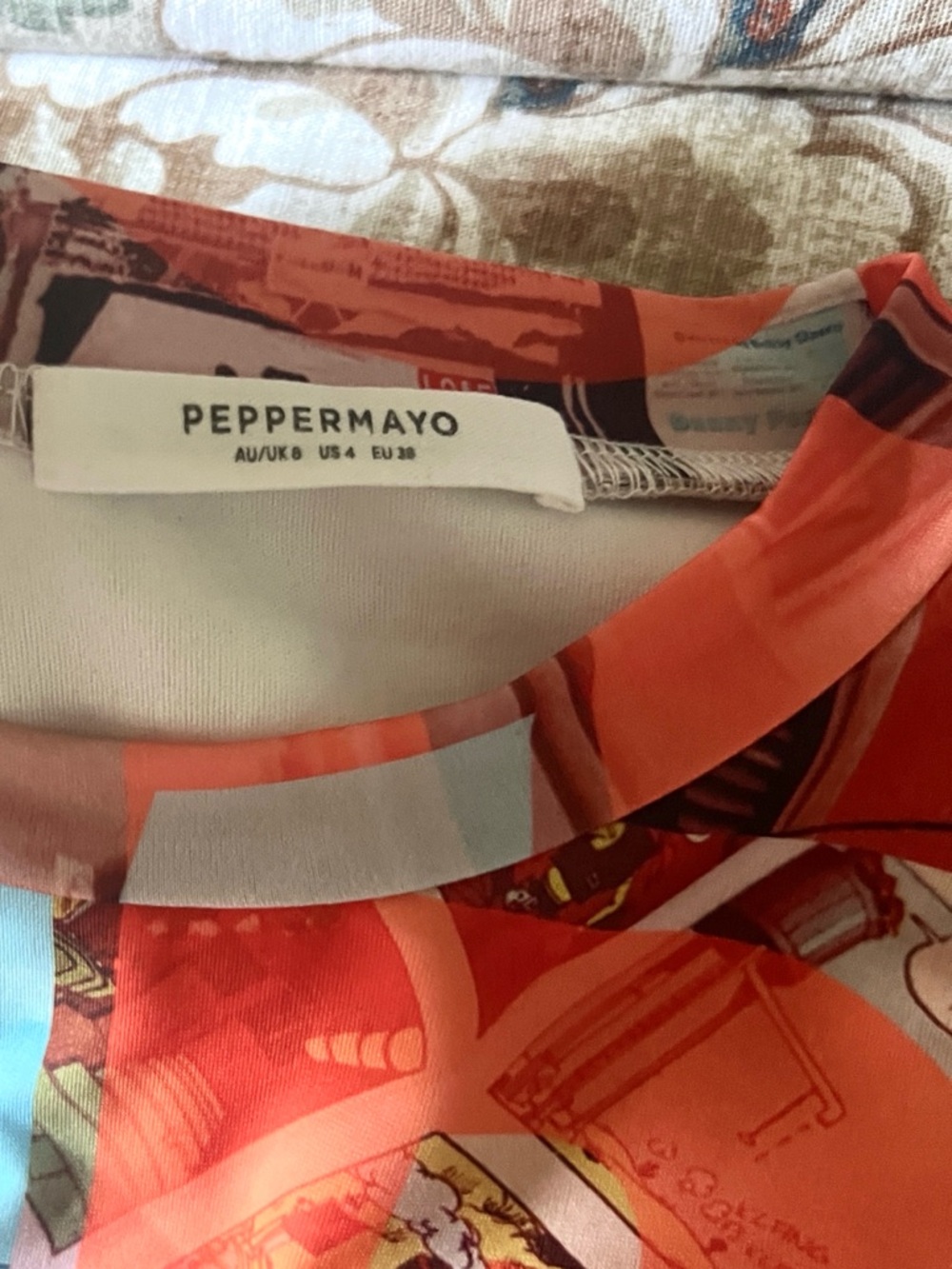 Peppermayo Graphic Print Bodycon Maxi Dress Cityscape Typography Stretch,Size 4 - Picture 5 of 12